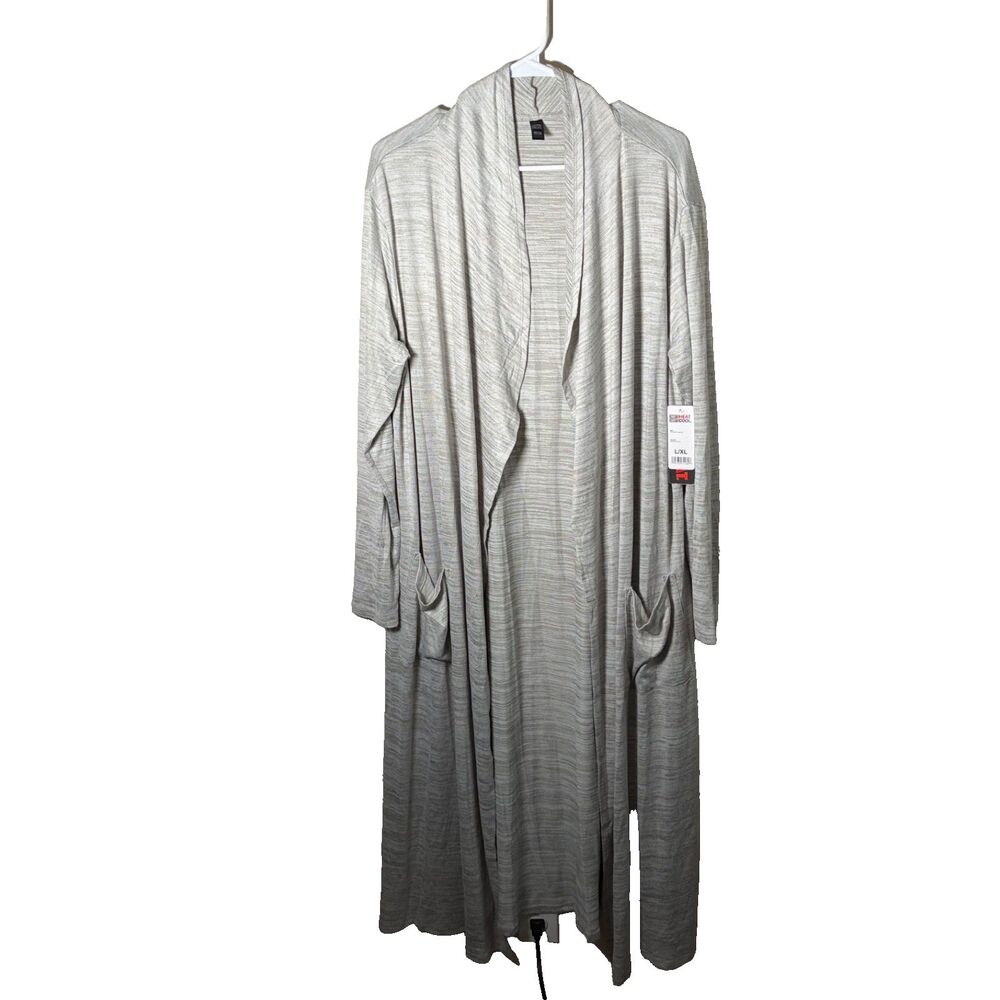 32 Degrees Heat Sweater Women's L/XL Gray Open Duster Long Active Casual